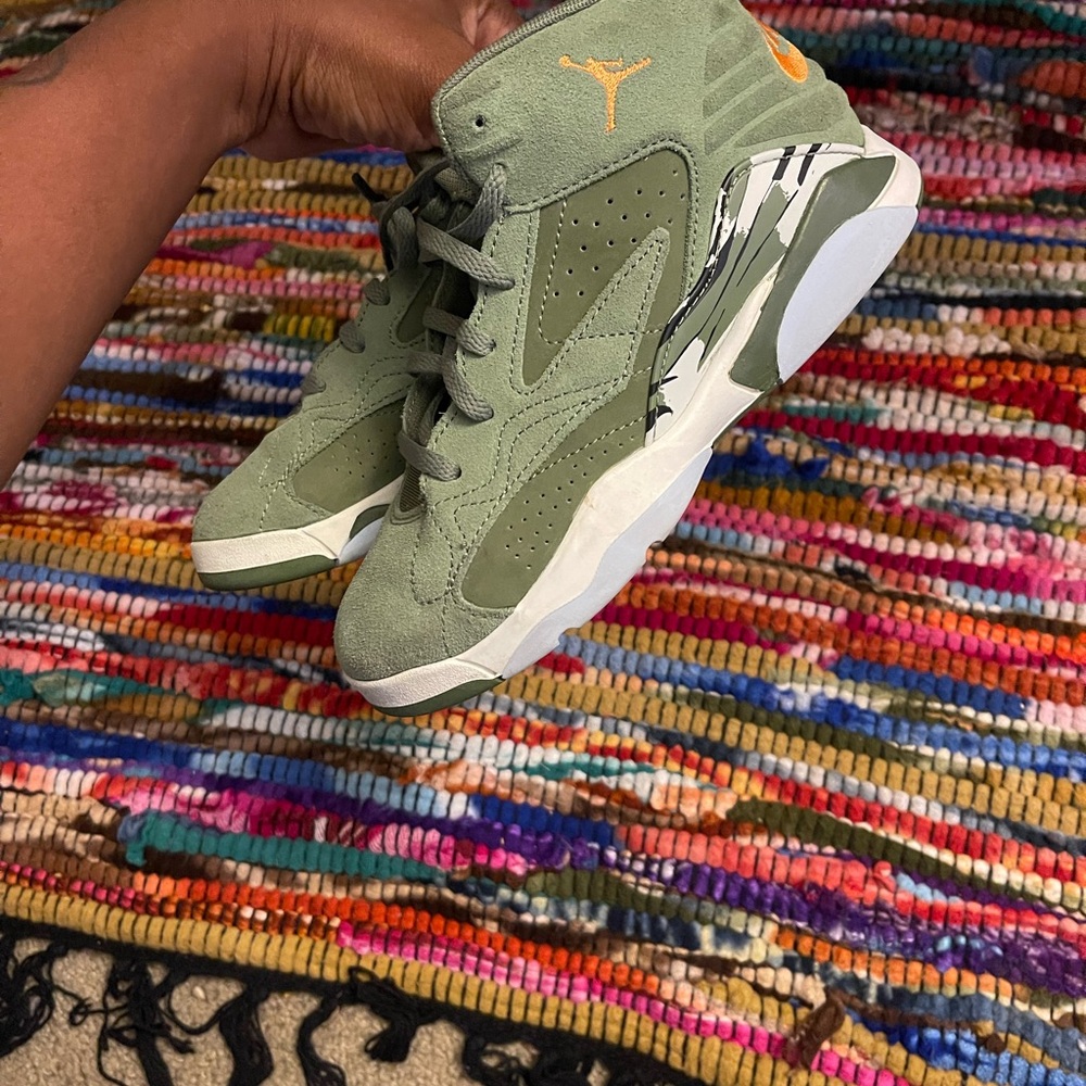 Jordan Kids Sneakers in Olive Green and Orange